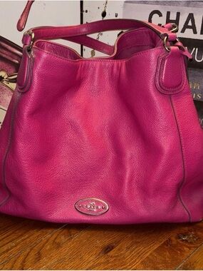 Coach Hot Pink Pebbled Leather Shoulder Hobo